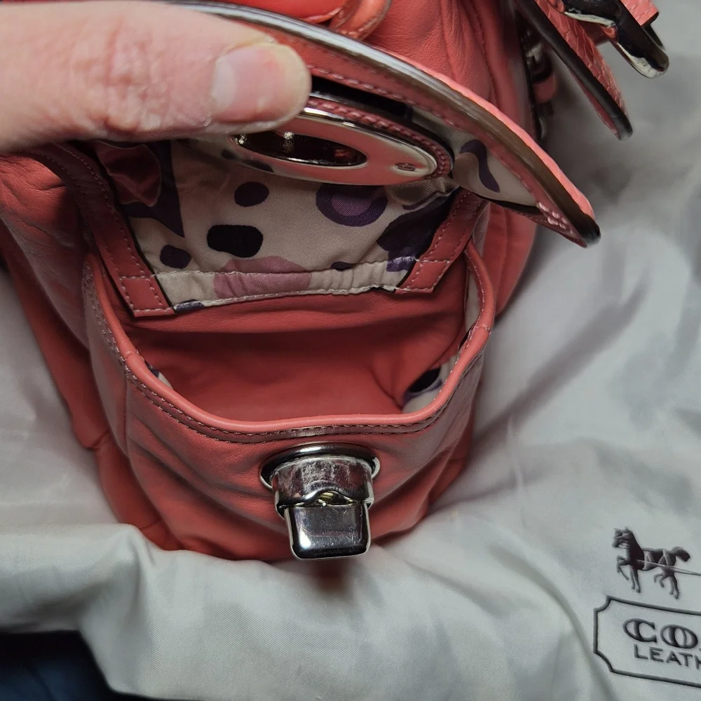 Coach Pink Leather Shoulder Bag with Chain Strap